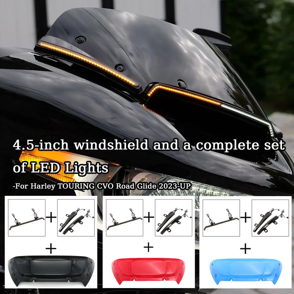 2023+UP For Harley CVO Road Glide  CVO Road Glide ST Motorcycle Accessories 4.5 Windshield and a complete set of LED Lights