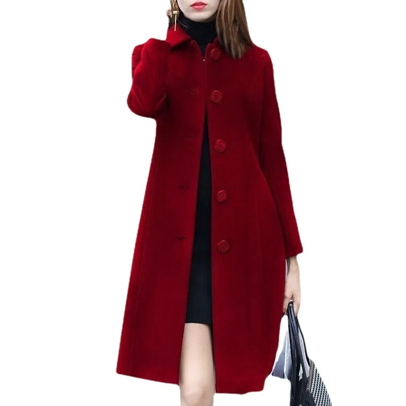 Women Long Trench Coat British Pattern Jacket Thicken Warm Winter Cloak Beautiful Slimming Plus Size Overcoat S 3XL