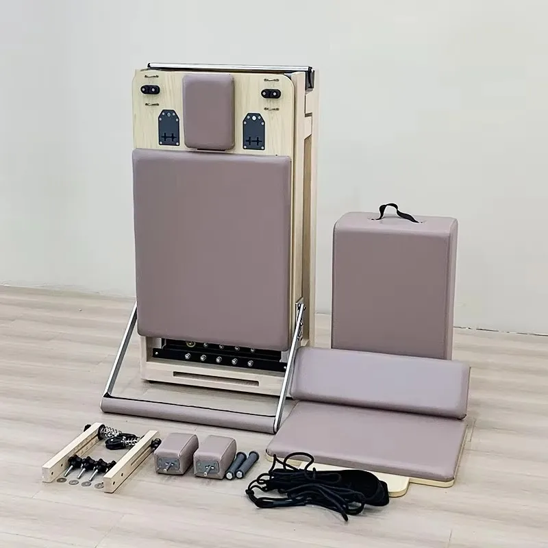 Foldable Maple Wood Pilates Reformer Korean Piano Wire Springs Quick-release System for Home Gym