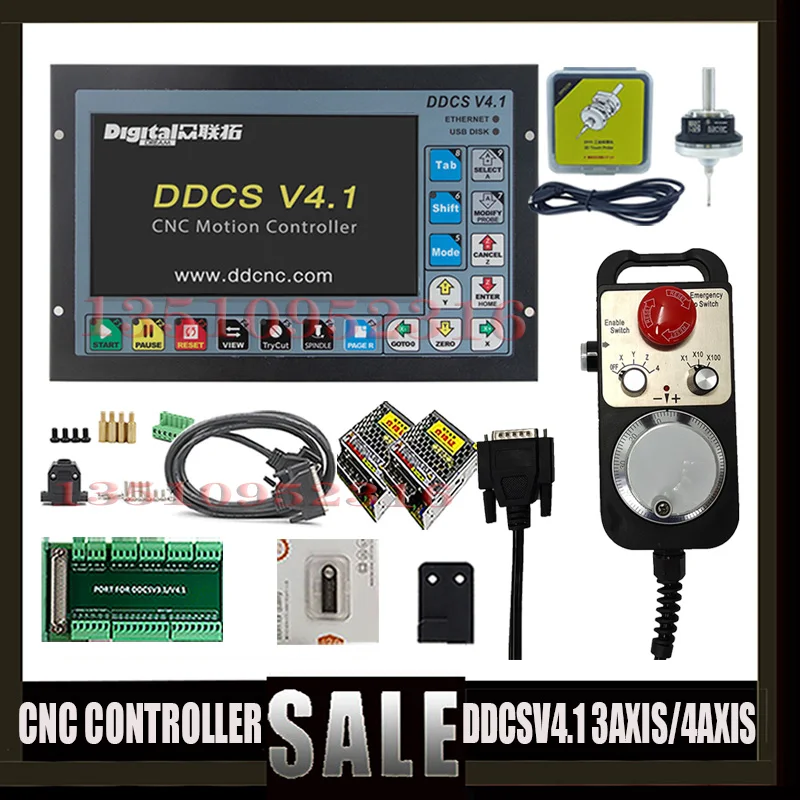 The latest DDCSV4.1 3/4 axis CNC controller kit emergency stop handwheel MPG,3d touch probe, is superior to ddcsv3.1