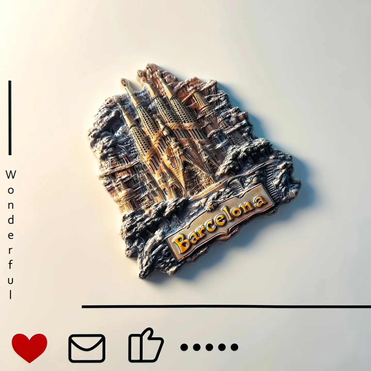 Spain, Barcelona, unique architecture, Sagrada Familia Cathedral, creative scenery, travel souvenirs, refrigerator stickers