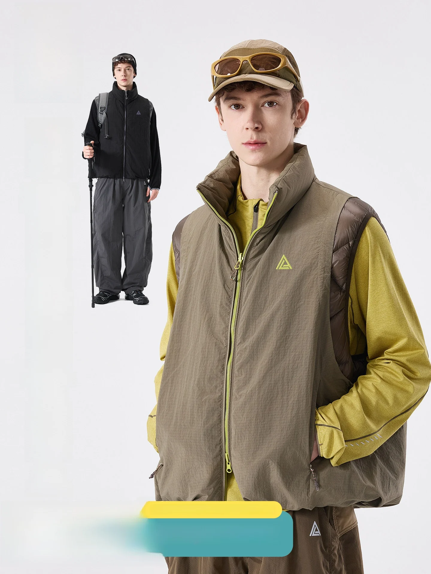 LAZY DAY Double-Sided Wear 90 White Duck down Vest Men's Outdoor Casual Warmth Jacket Nylon Fabric Youth Autumn Winter