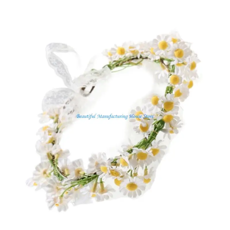 

E56A Artificial Flower Garlands Hairband Bohemian Crowns Hairband For Bridal Shower
