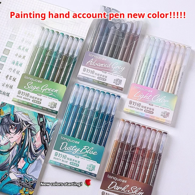 LANGUO 45/9 Colors Morandi Colorful Gel Pen Student Writing Marker DIY Graffiti Painting Drawing Handbook Pens School New Colors 6