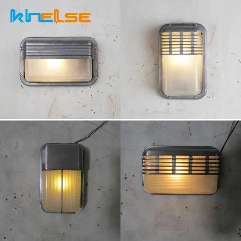 Retro Aluminum Outdoor LED Wall Lamp E27 Waterproof Moisture Industrial Garden Porch Light Bathroom Balcony Glass Ceiling Light