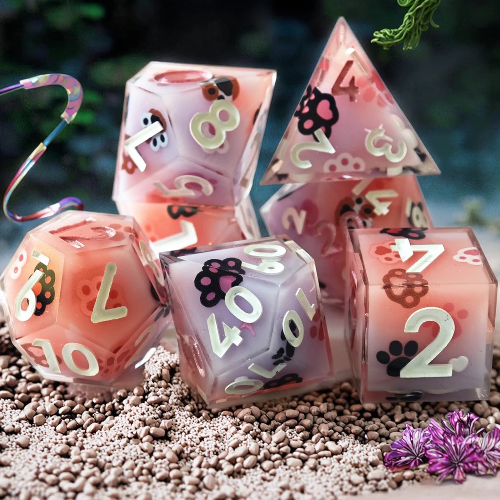 

Набор кубиков MINI PLANET DND, 7 шт./компл., многогранные кубики ручной работы из смолы для TRPG Dungeons & Dragons, набор острых кубиков с кошачьим когтем, подарок