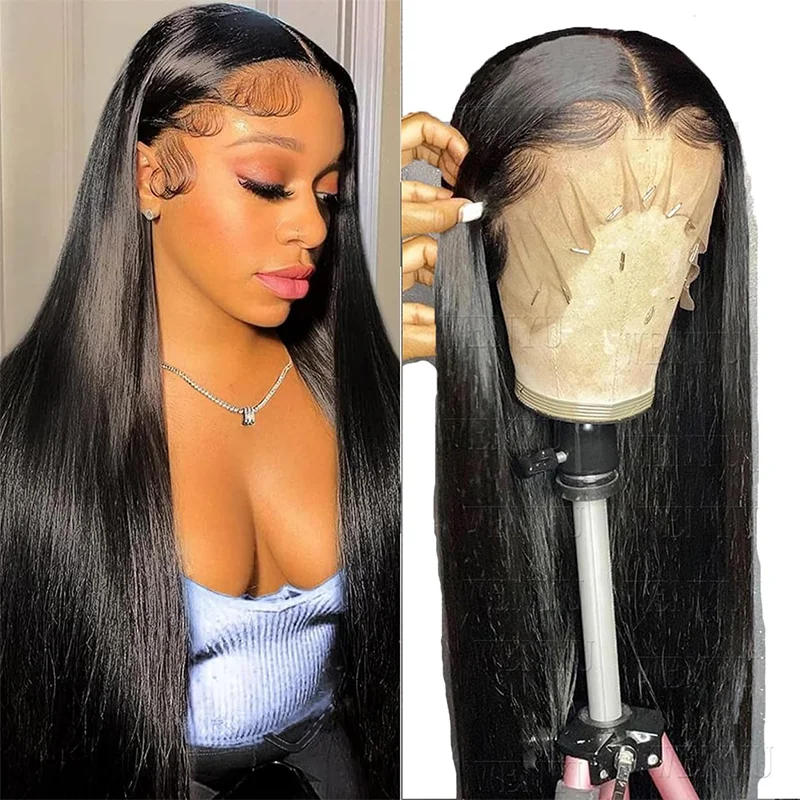 

Парик из натуральных волос Bone Straight с плотностью 250%, прозрачный HD фронтальный парик 13x6, предварительно выщипанный, длиной 40-46 дюймов, прямой, с закрытым концом