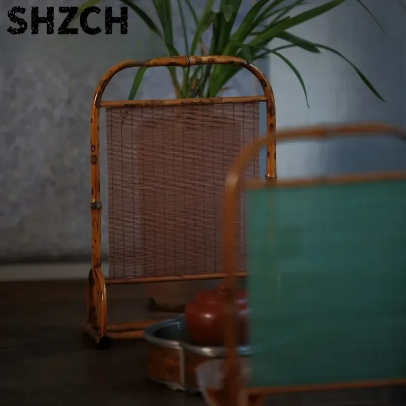 Japanese Small Bamboo Screen Teahouse Table Pendulum Partition Creative Display Decoration Screen Tea Room Crafts Gifts New