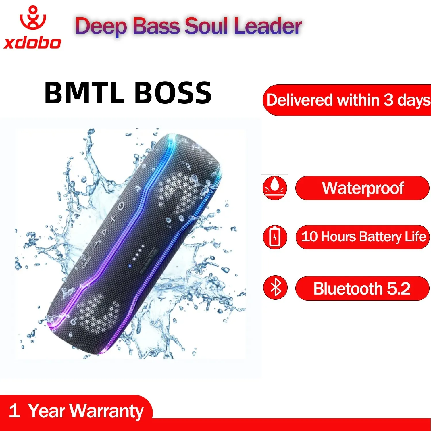 

XDOBO BMTL BOSS 30W Portable Bluetooth Powerful Mini Wireless Speaker IPX7 Waterproof BT Connection