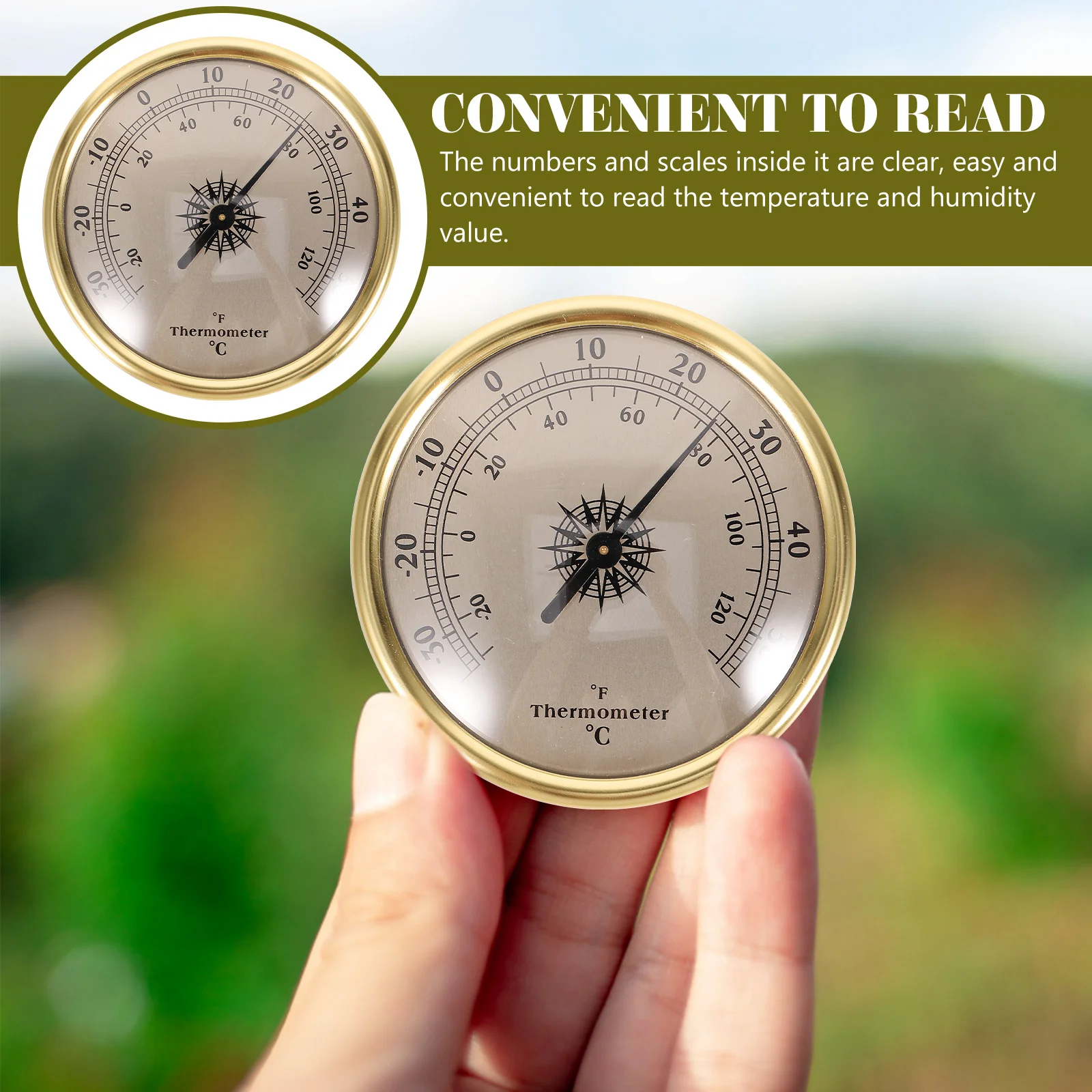 

Circular Metal Temperature Gauge for Indoor Outdoor Accurate Room Thermometer Wall Hanging Nursery Garden