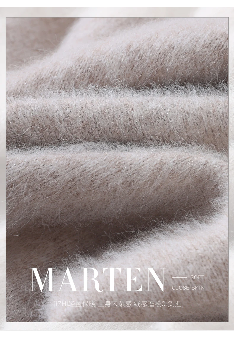 100% Pure Mink Fur Sweater Women's Pullover High Neck Knitted Sweater Autumn Winter New Item Pile Collar Thick Soft Base Sweater