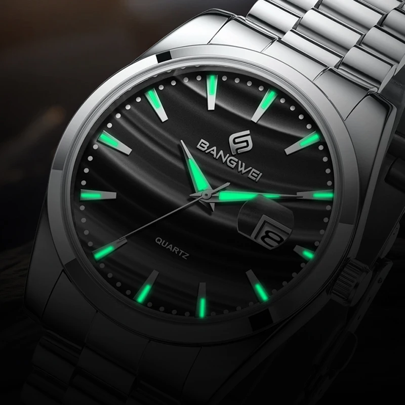 BANGWEI 2025 جديد فاخر ساعات كوارتز رجالية موضة عسكرية مقاوم للماء الرياضة تاريخ رجل ساعة اليد ساعة عمل عادية الرجال