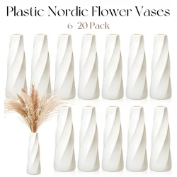 6-20Pack Plastic Flower Vases Bulk Small Retro Floral Vases Unbreakable Bud Vase for Table Centerpiece Wedding Living Room Decor