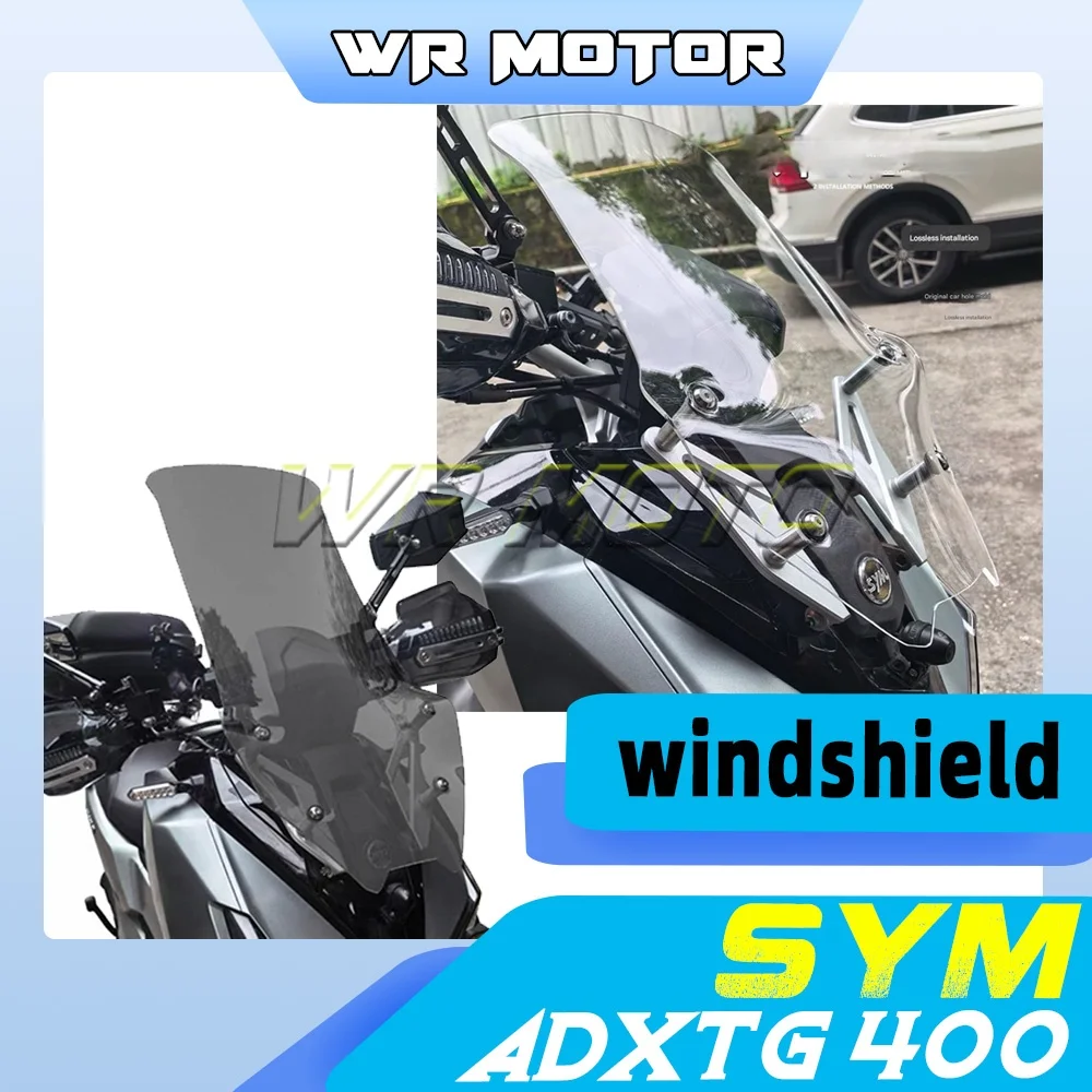 Modified Heightened Clear Front Windshield Rain‑Deflector Windscreen For SYM ADXTG 400 Adventure Scooter Touring Comfort Mod Par