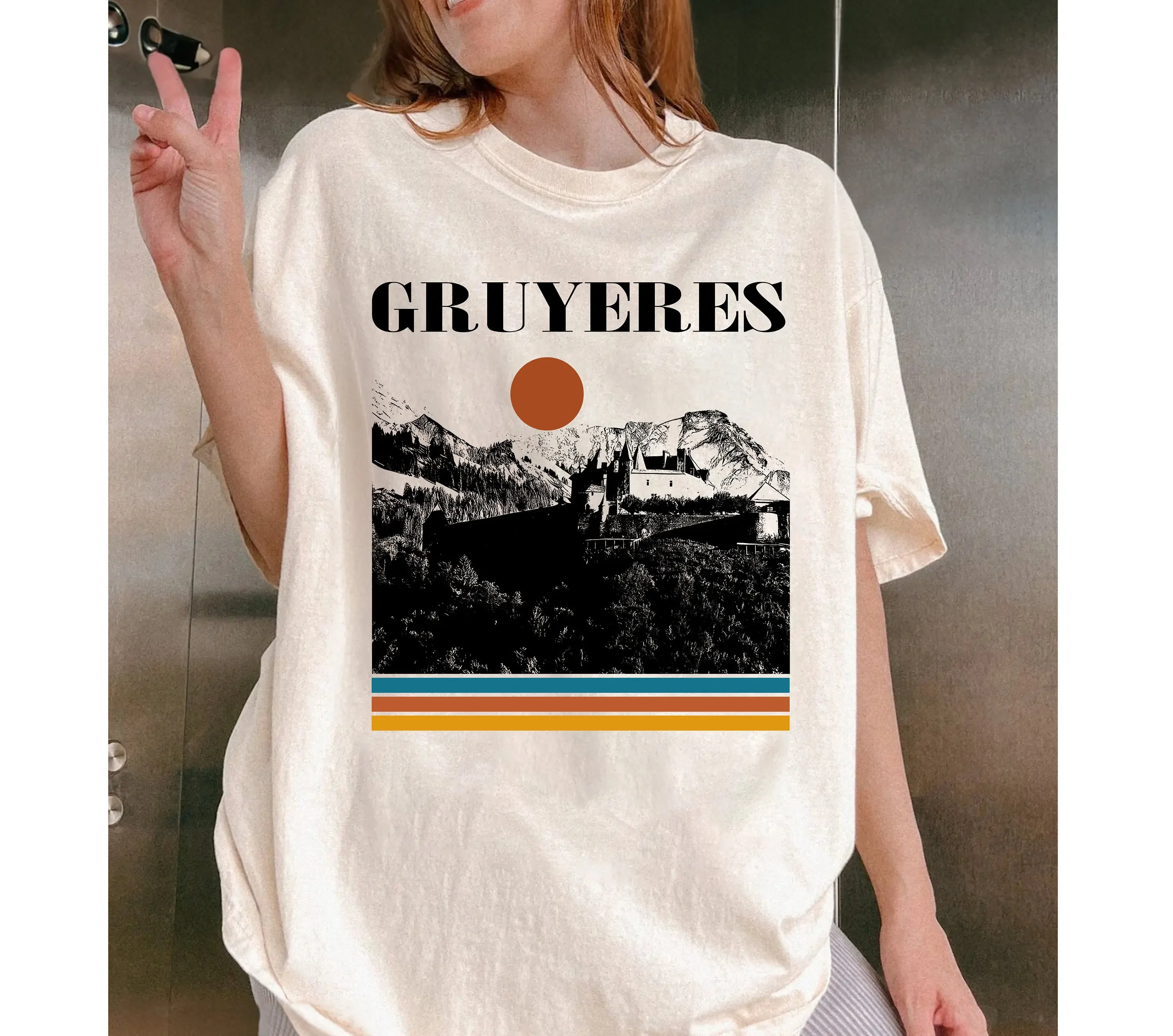 Gruyeres T Shirt Switzerland Vintage Retro Travel MinimalisT