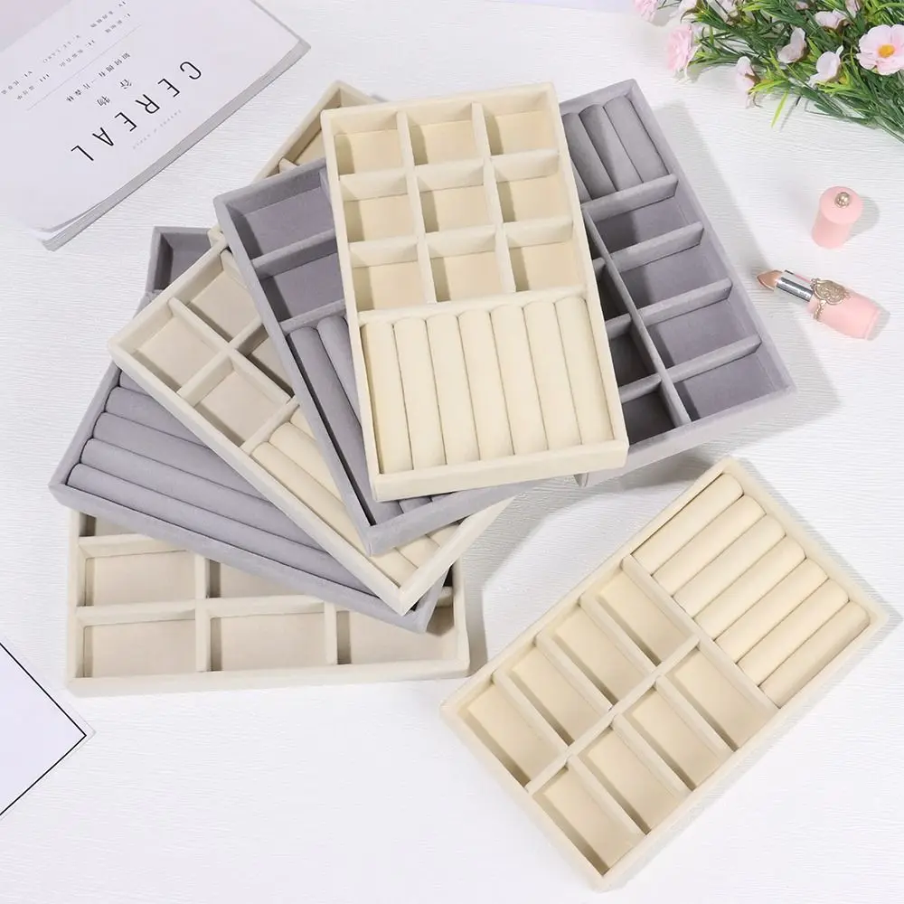 Organizer Box Stackable Velvet Jewelry Storage Box Velvet Display Tray Bracelet Earring Organizers Ring Bracelet view 5
