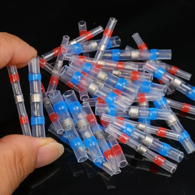 10-100PCS Waterproof Solder Seal Sleeve Splice Terminals Heat Shrink Electrical Wire Butt Connector AWG22-18 Wire Terminals view 6
