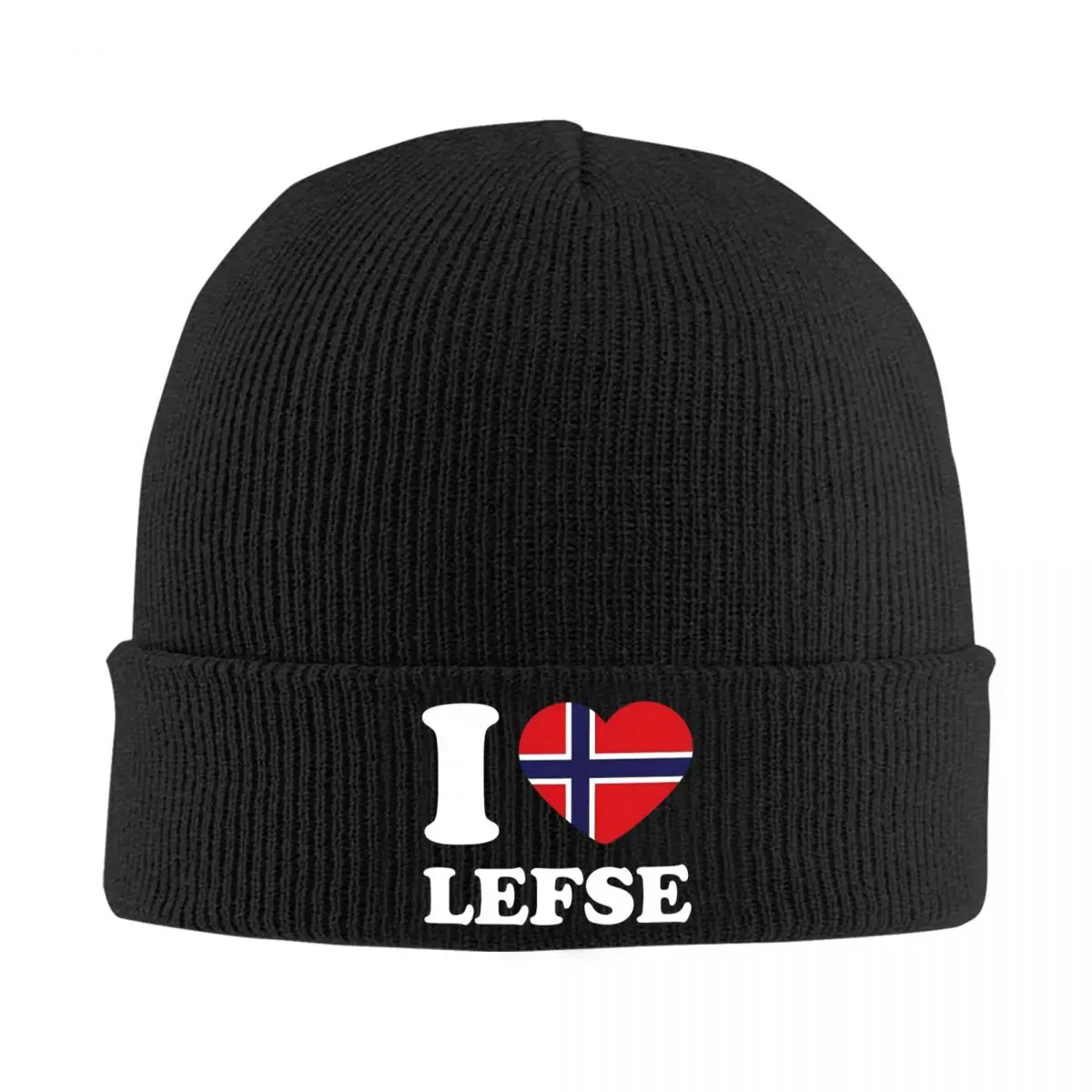 I Love Lefse Norway Flag Heart Bonnet Hats Beanie Hats Pattern Knit Hat Autumn Winter Cool Unisex Adult Kpop Elastic Caps