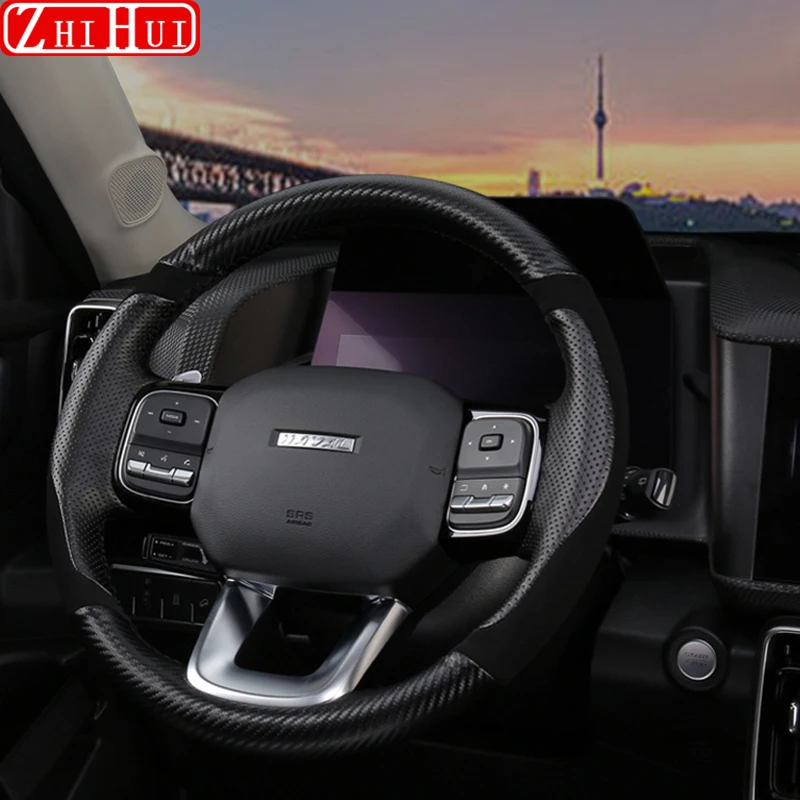 For Haval Dargo I 2022-2024 1st Gen Car Styling Hand-sewn Non-Slip Leather Steering Wheel Cover Interior Auto Accessories