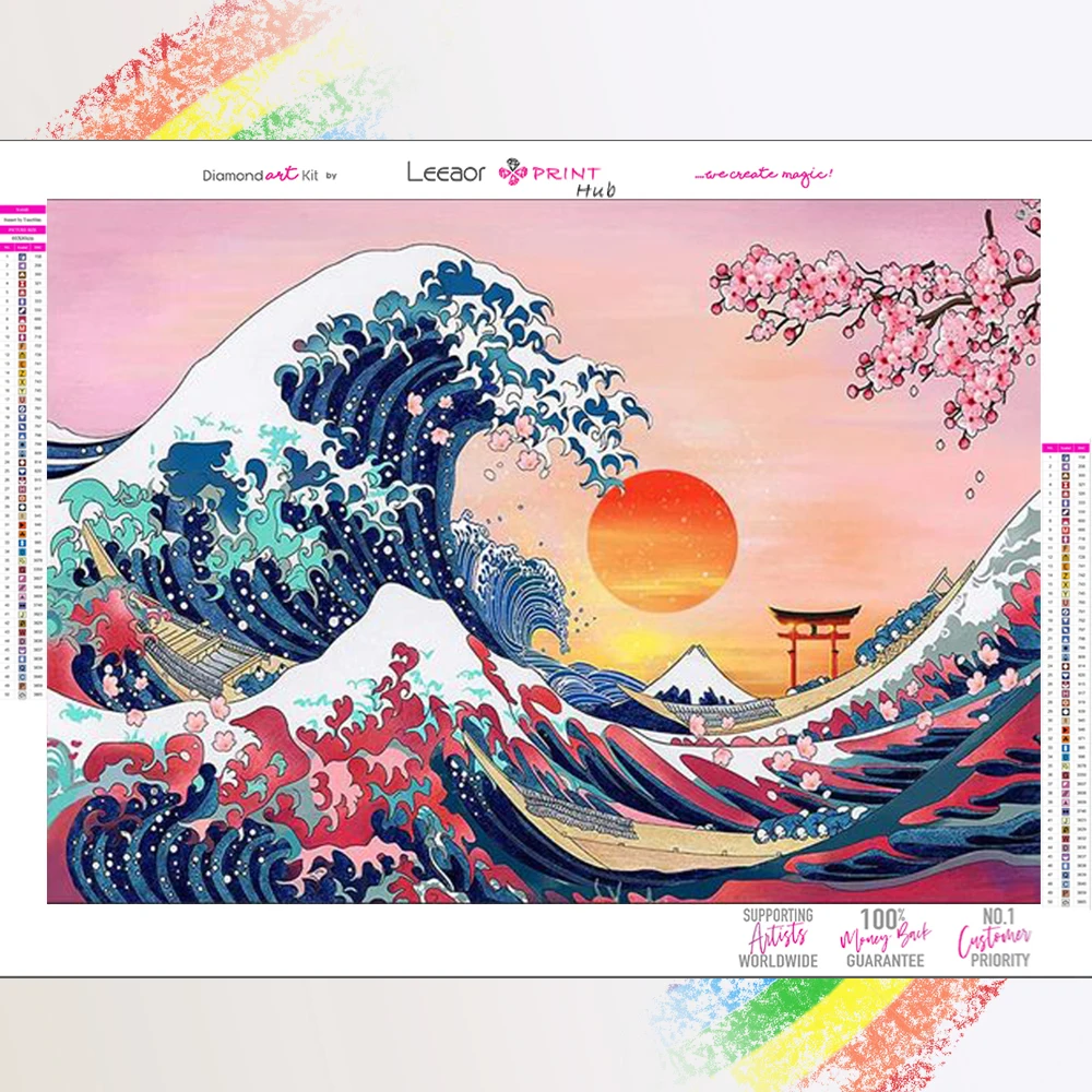 DIY Diamond Painting Japan Great Wave Landscape Illustration Mosaic Embroidery Cross Stitch Kits Living Room Home Art Wall Decor