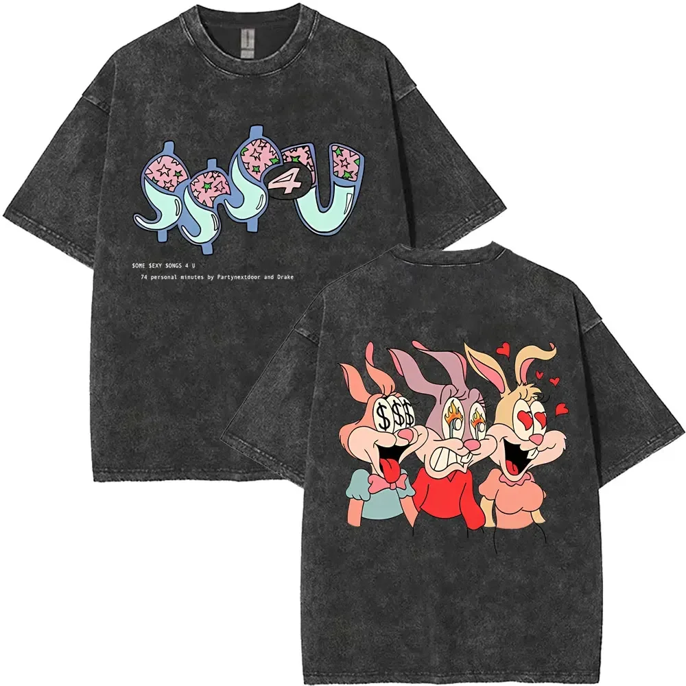 غسلها خمر مغني الراب دريك جولة أوروبا مع Partynextdoor 2025 تي شيرت الرجال النساء الهيب هوب موضة تي شيرت الذكور ملابس الشارع الشهير غير رسمية #2