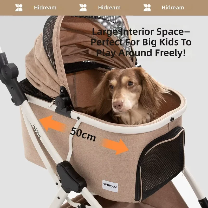 Pet Stroller Lightweight Foldable One Button Portable Dog Cat Stroller Wheels All In One Small Medium Dogs Outdoor Travel