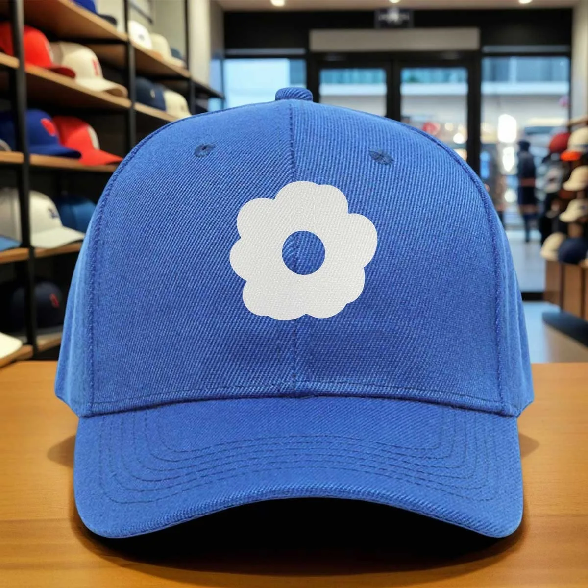 Pure White Daisy Flower Baseball Cap with Flat Brim & Adjustable Hook-and-Loop Back Closure, Breathable Suitable for Summer, Cas