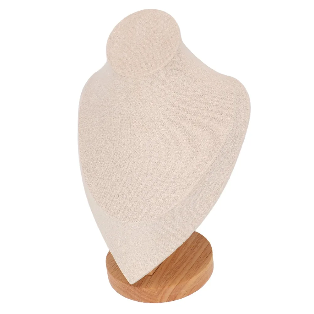 Wood Solid Wood Bust Necklace Display Stand Beige, Grey, Black, White 16.5x10.5x23.5cm Wooden Bracelet Necklace Storage Rack