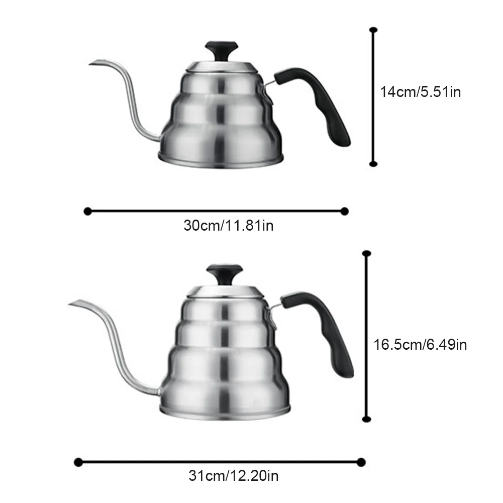 1L/1.2L หยดกาต้มน้ำเครื่องวัดอุณหภูมิหม้อชากาแฟ Swan คอยาวสแตนเลสบางปาก Gooseneck Cloud หยดกาต้มน้ำ