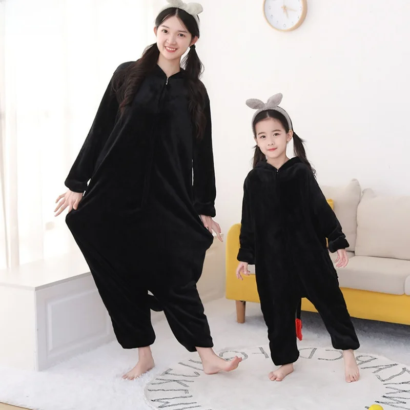 

Комбинезон-комбинезон с милыми мультяшными животными, пижама с изображением животных, домашняя одежда для родителей и детей, полиэфирное волокно 00%