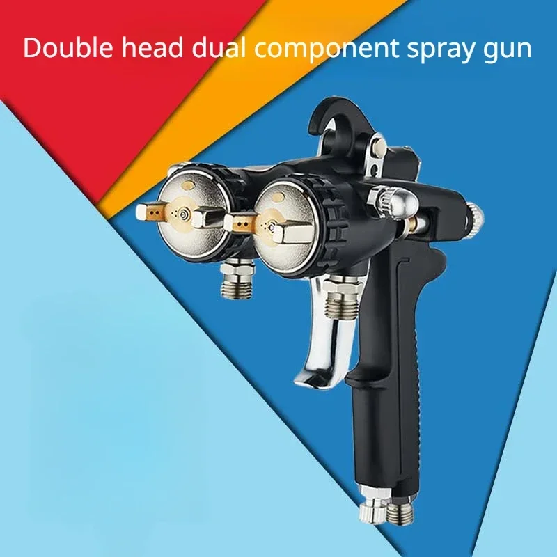 Color Plated Double Head Spray Gun Corrosion-resistant Internal Pressurized Water-based Coating AB Glue Nano External Mixing Gun