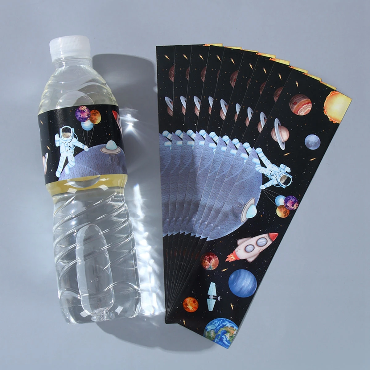 10pcs Outer Space Water Bottle Labels Rocket Ship Party Bottle Labels  Birthday Party Supplies Kids Baby Shower Decor Stickers