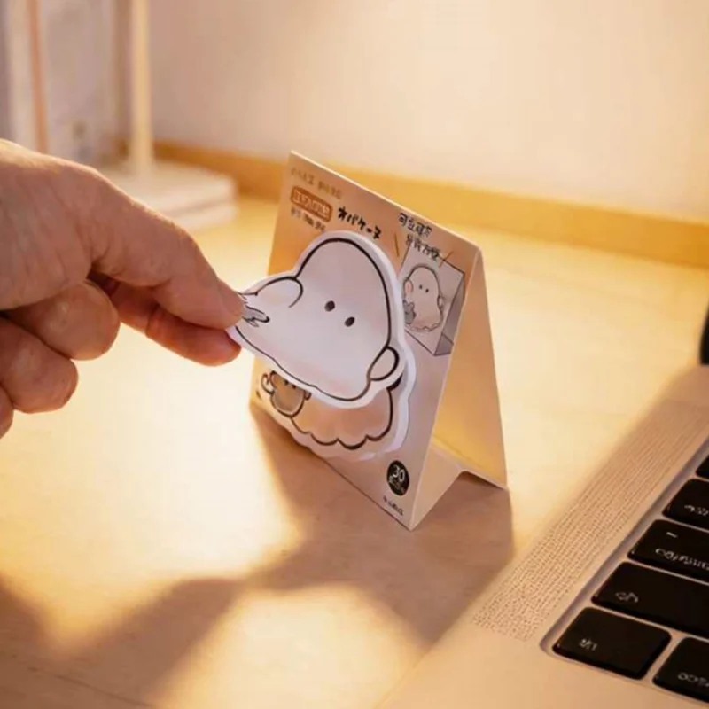 Adhesive Cartoon Sticky Notes Kawaii Cat Design Irregular Note Tearable Message Stickers Stationery Sticker for Student & Office