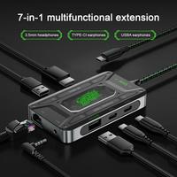 7in1 USB C Adapter Docking Station Multiport Dongle with HDMI 2 USB-A PD 100W USB-C Charging Port 3.5mm Ethernet Interface