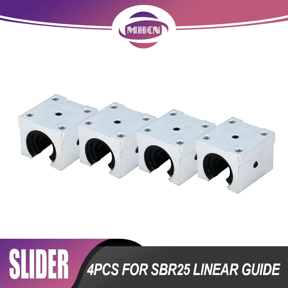 MHCN 4PCS/set SBR25UU Slide Block for SBR25 Linear Guides Slides Bearing Linear Support Rail Carriage for CNC Router