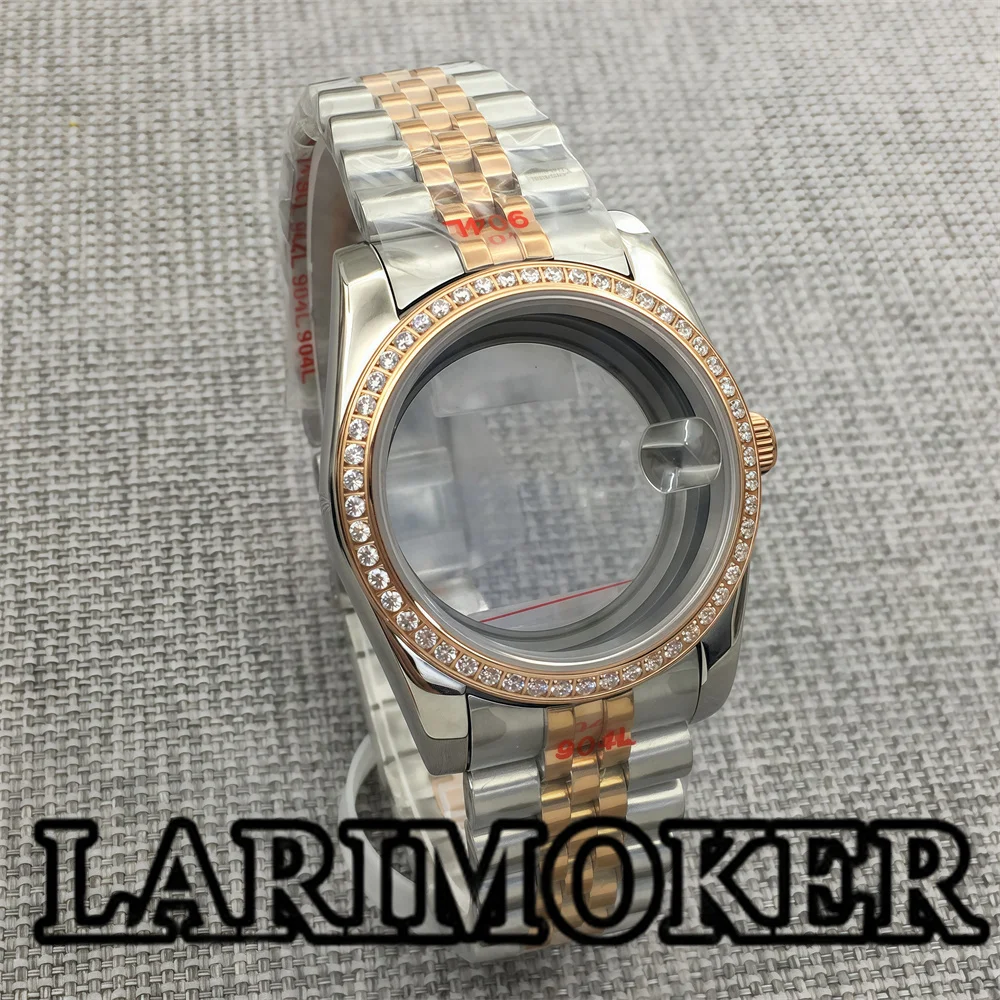 LARIMOKER 36MM/39MM Diamond Decorated Watch Stainless Steel Case Sapphire Glass forNH35 NH36 ETA2836 Miyota DG ETA PT5000movemen