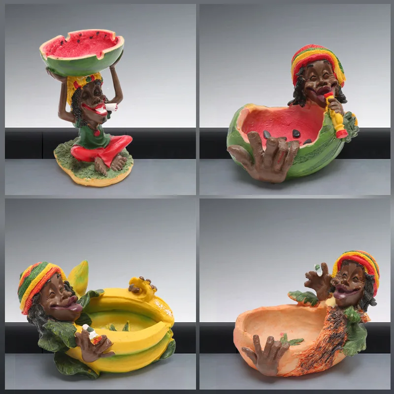 Resin ashtray creative ashtray gift Jamaican black ashtray smoking accessories