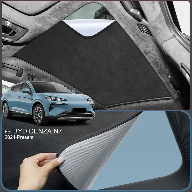 

Car Suede Fabric Anti-uv Electrostatic Adsorption Sunroof Sunshade Heat Insulation Skylight For BYD DENZA N7 2024-Present