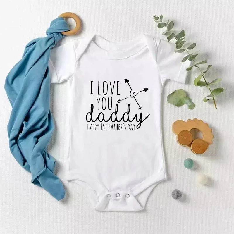 

I Love You Daddy Toddler Boys Girls Infant Clothes Newborn Baby Bodysuit Short Sleeve Summer Romper Happy 1st Father's Day Gift