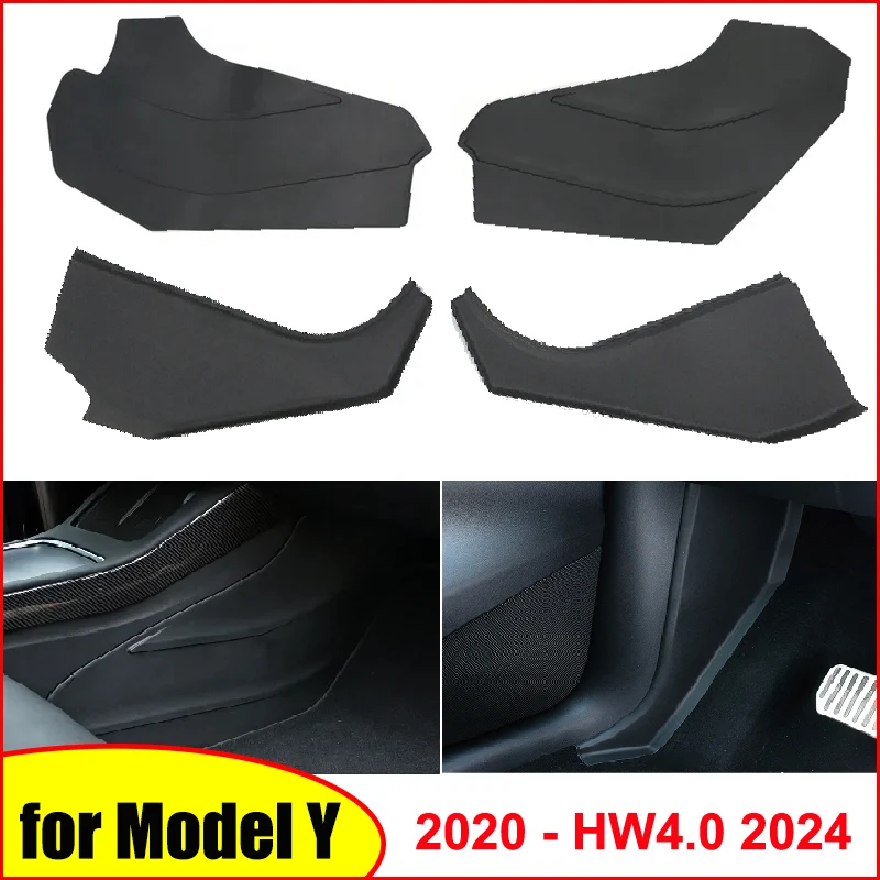 

For Tesla Model Y HW4.0 2020-2024 Center Console Side Wall Anti-kick Protector Cover TPE Front Rest Pedal Outside Guard Pads