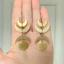 2026 Fashion Triple Moon Celestial Earrings Boho Jewelry Witchy Gypsy Brass Fashion Women Gift Hoop Earrings aretes de mujer