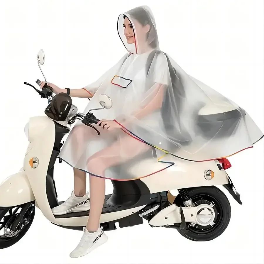 

Womens Cycling Bike Raincoat Rain Cape Poncho Hooded Rain Coat Mobility Scooter Cover Lightweight Compact Reusable for Adults