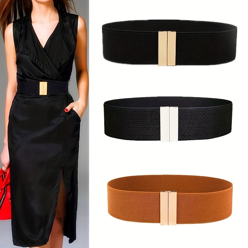 Wide Elastic Belt Dress Stretch Waist Belt Women Dress Accessories Waistband Corset Waist Metal Buckle GM001 ceinture femme