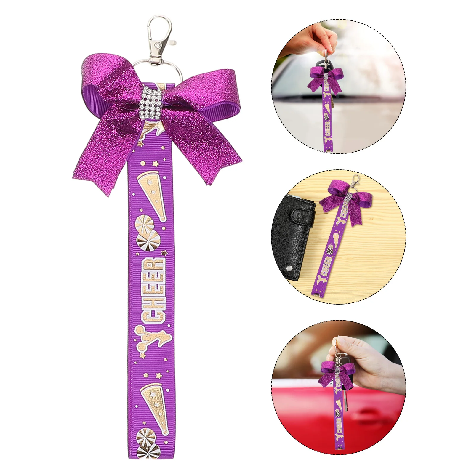 

5Pcs Cheerleader Keychains Pendant Stylish Bow Design Portable Key Ring Ornament for Cheerleading Competitions Team Accessories