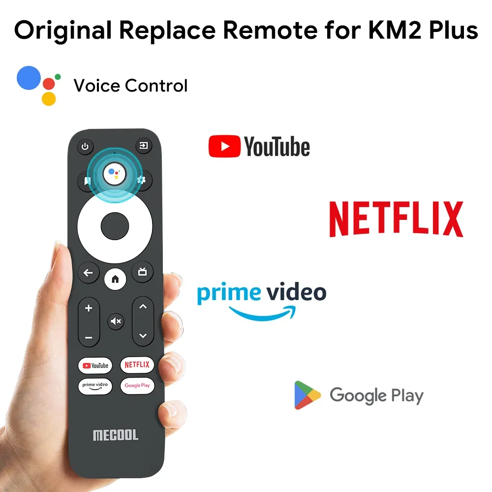 Original Mecool Replace Remote for KM2 Plus with Google Voice Control YouTube Prime Video Netflixs Google Play Replacement