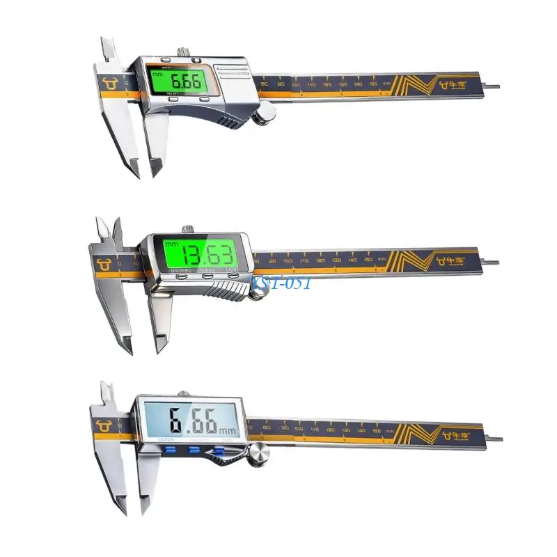 

E15A Digital Caliper Measuring Tool, Metal Vernier Caliper Digital Micrometers with Large LCD Screen for Household