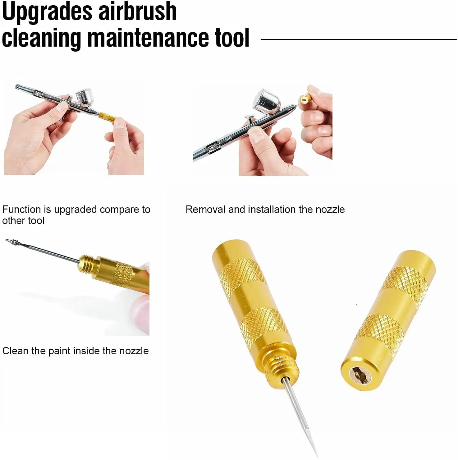 JOYSTAR 4 Set Airbrush Spray Gun Wash Cleaning Tools Needle Nozzle Brush Glass Cleaning Pot Holder