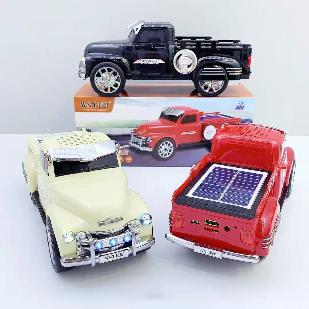 WS-695 Small Desktop Bluetooth Speakers Loud Sound for Mobile Phone Car Stereo Ultra Low Bass Car Model Speaker Solar Charging