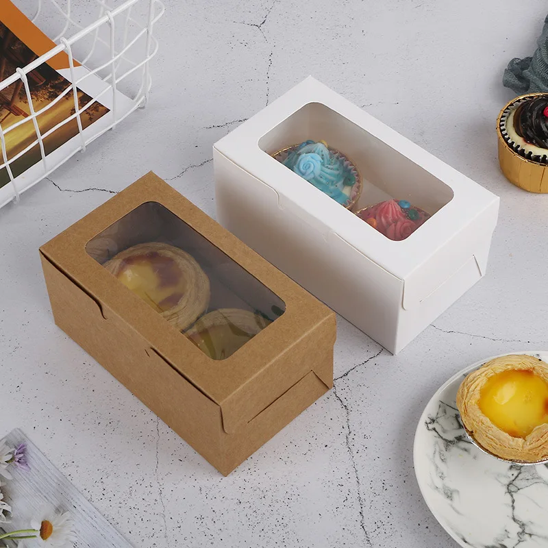 

5/10pcs Packaging Boxes With Transparent Window For Wedding Birthday Party Maffin Cup Box Baking Cake Box Custom LOGO Gifts Box
