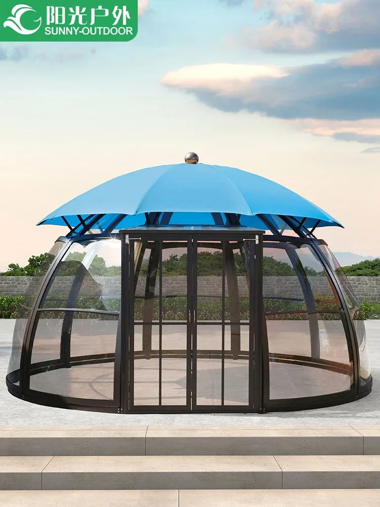 Sunshine outdoor glass room luxury aluminum alloy pavilion tent villa terrace leisure sunshine room activity sunshade